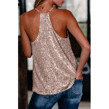 Pink Sequin Racerback Tank Apricot Red Black